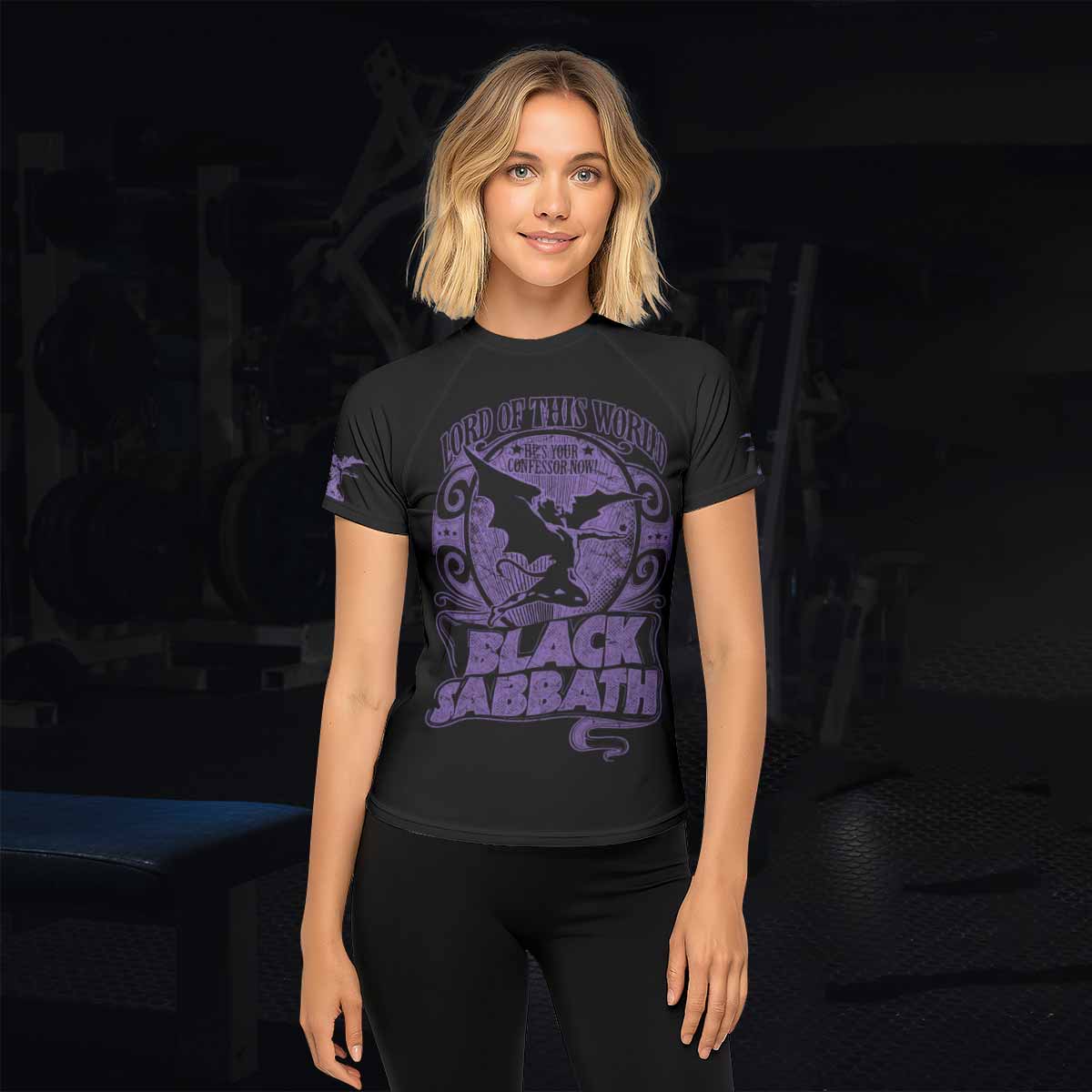 Black Sabbath Lord of This World Women's Rash Guard Short Sleeve - lifestyle view