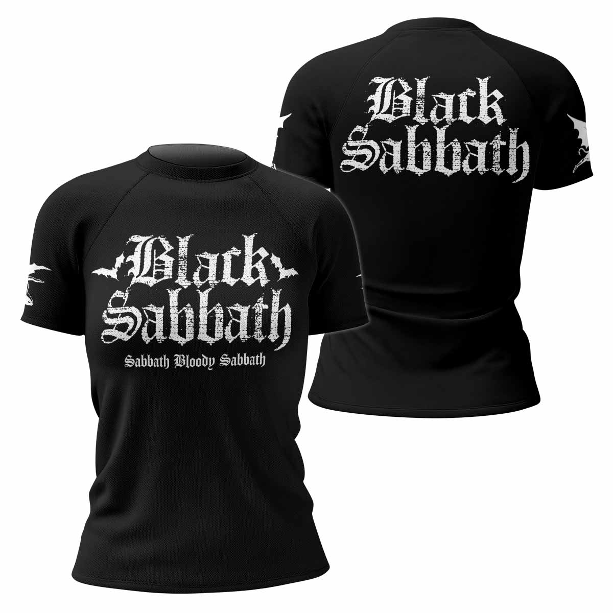Black Sabbath Sabbath Bloody Sabbath Women's Rash Guard Short Sleeve - front and back view