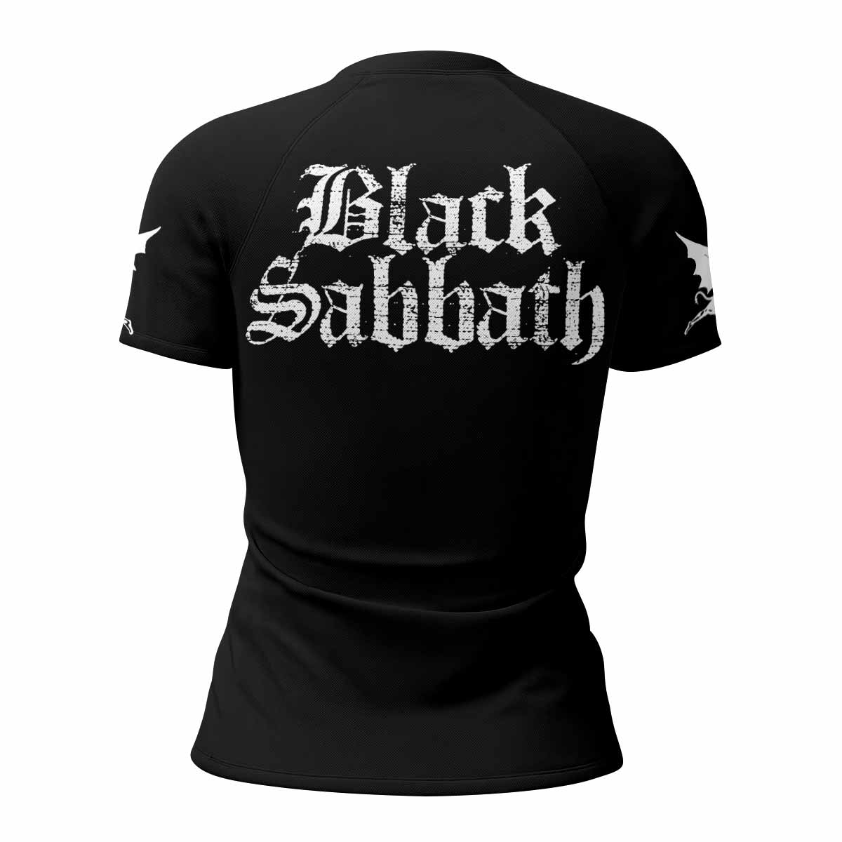 Black Sabbath Sabbath Bloody Sabbath Women's Rash Guard Short Sleeve - back view mockup