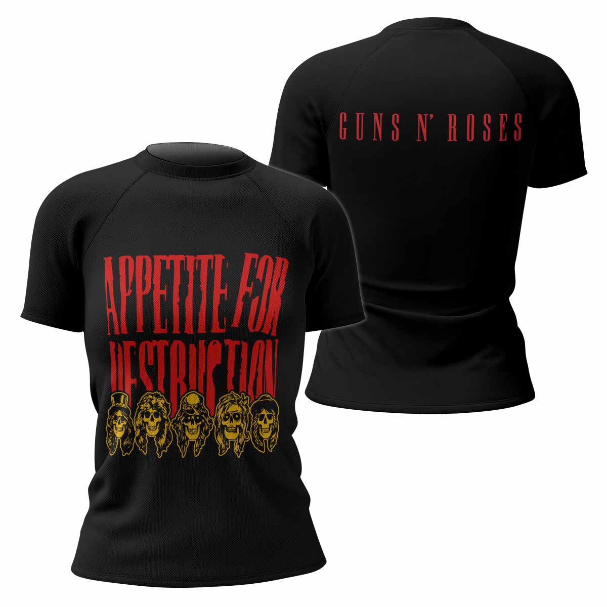 Guns N' Roses Appetite for Destruction Women's Rash Guard Short Sleeve - front and back view