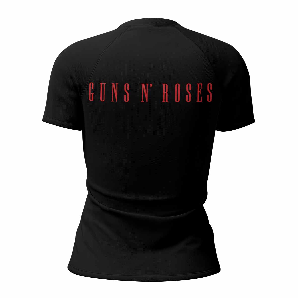 Guns N' Roses Appetite for Destruction Women's Rash Guard Short Sleeve - back view mockup