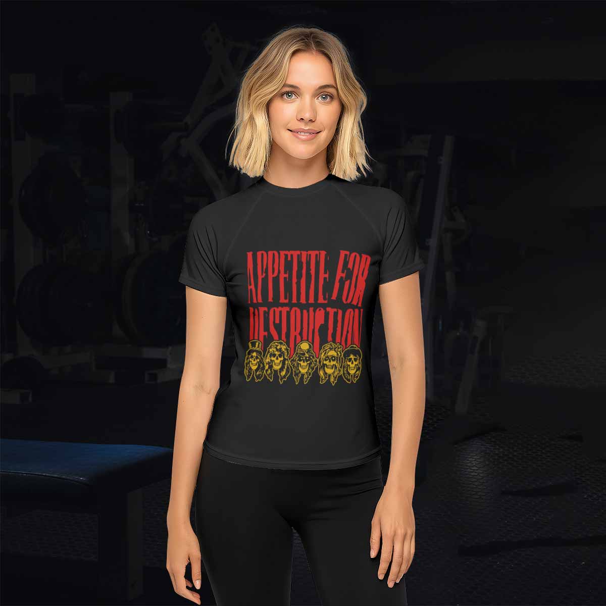 Guns N' Roses Appetite for Destruction Women's Rash Guard Short Sleeve - lifestyle view
