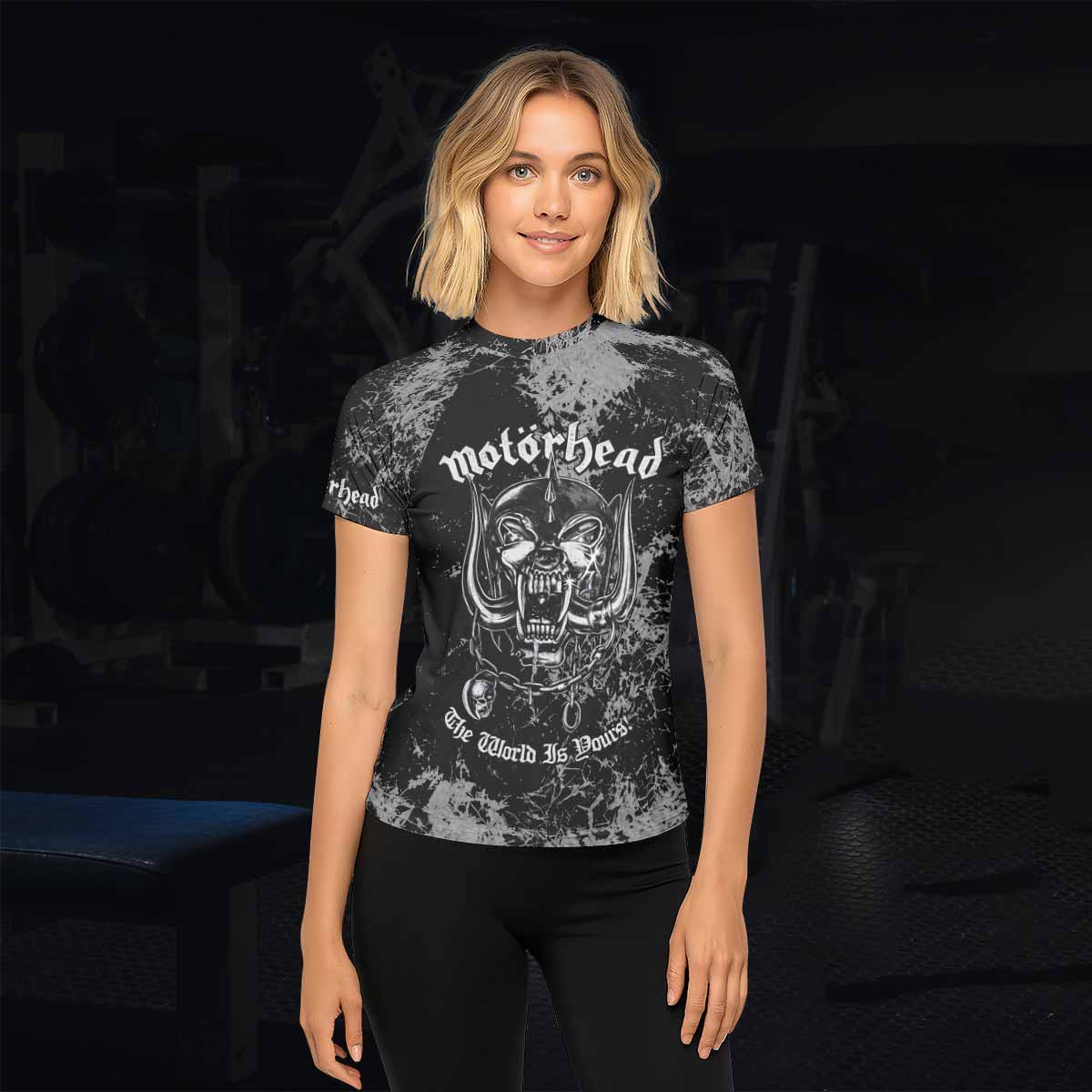 Motörhead The Wörld Is Yours Women's Rash Guard Short Sleeve - lifestyle view