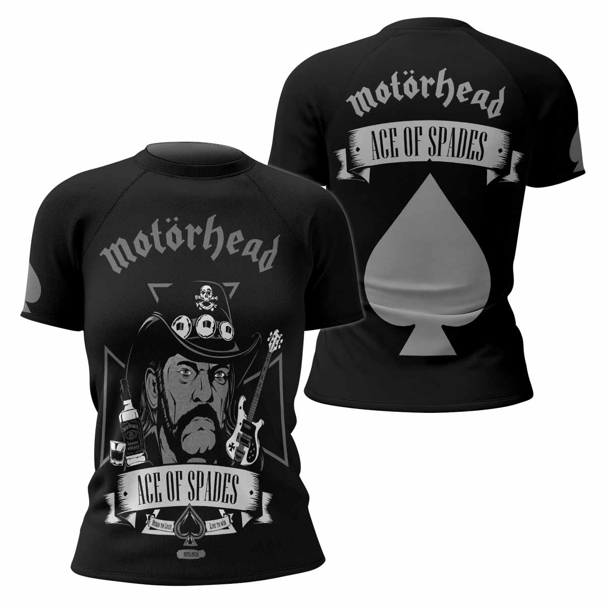 Motörhead Ace of Spades Women's Rash Guard Short Sleeve - front and back view