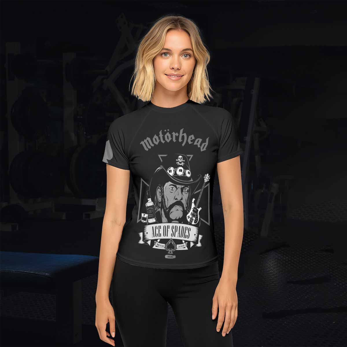 Motörhead Ace of Spades Women's Rash Guard Short Sleeve - lifestyle view