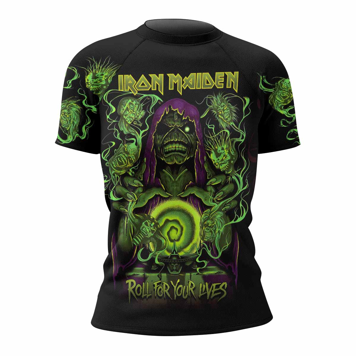 Iron Maiden Run For Your Lives Women's Rash Guard Short Sleeve - front view mockup