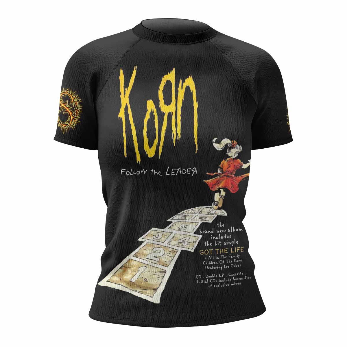 Korn Follow the Leader Women's Rash Guard Short Sleeve - front view mockup