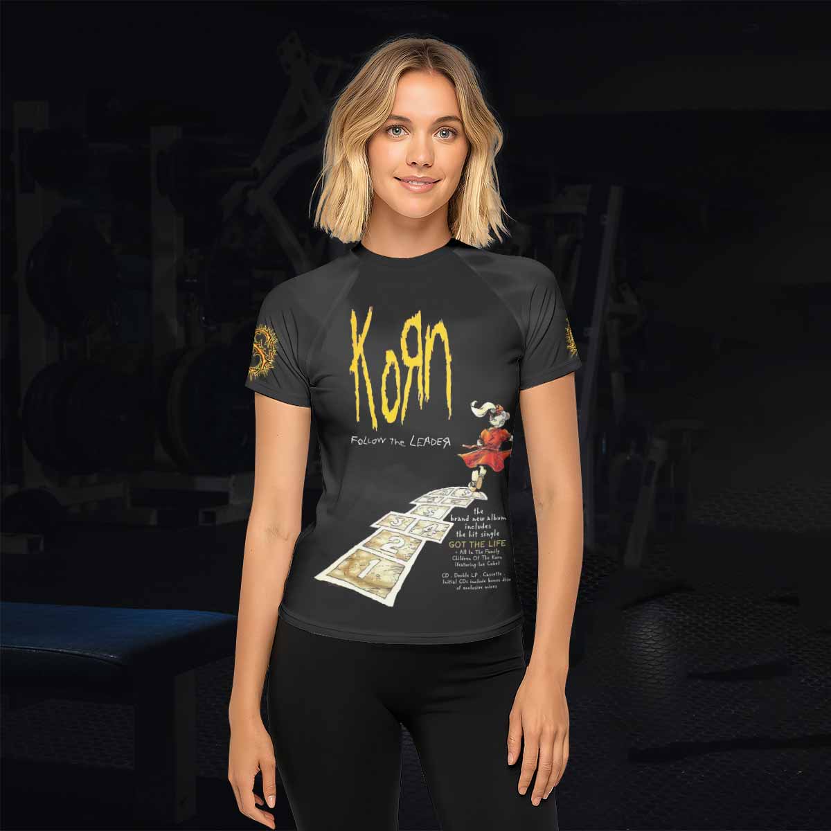 Korn Follow the Leader Women's Rash Guard Short Sleeve - lifestyle view