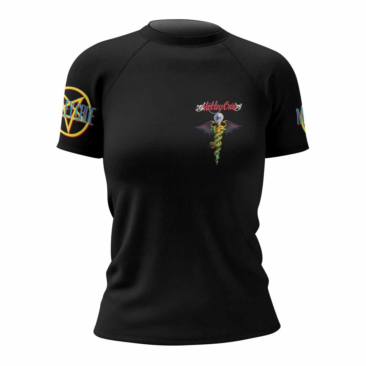 Mötley Crüe Dr. Feelgood Women's Rash Guard Short Sleeve - front view mockup