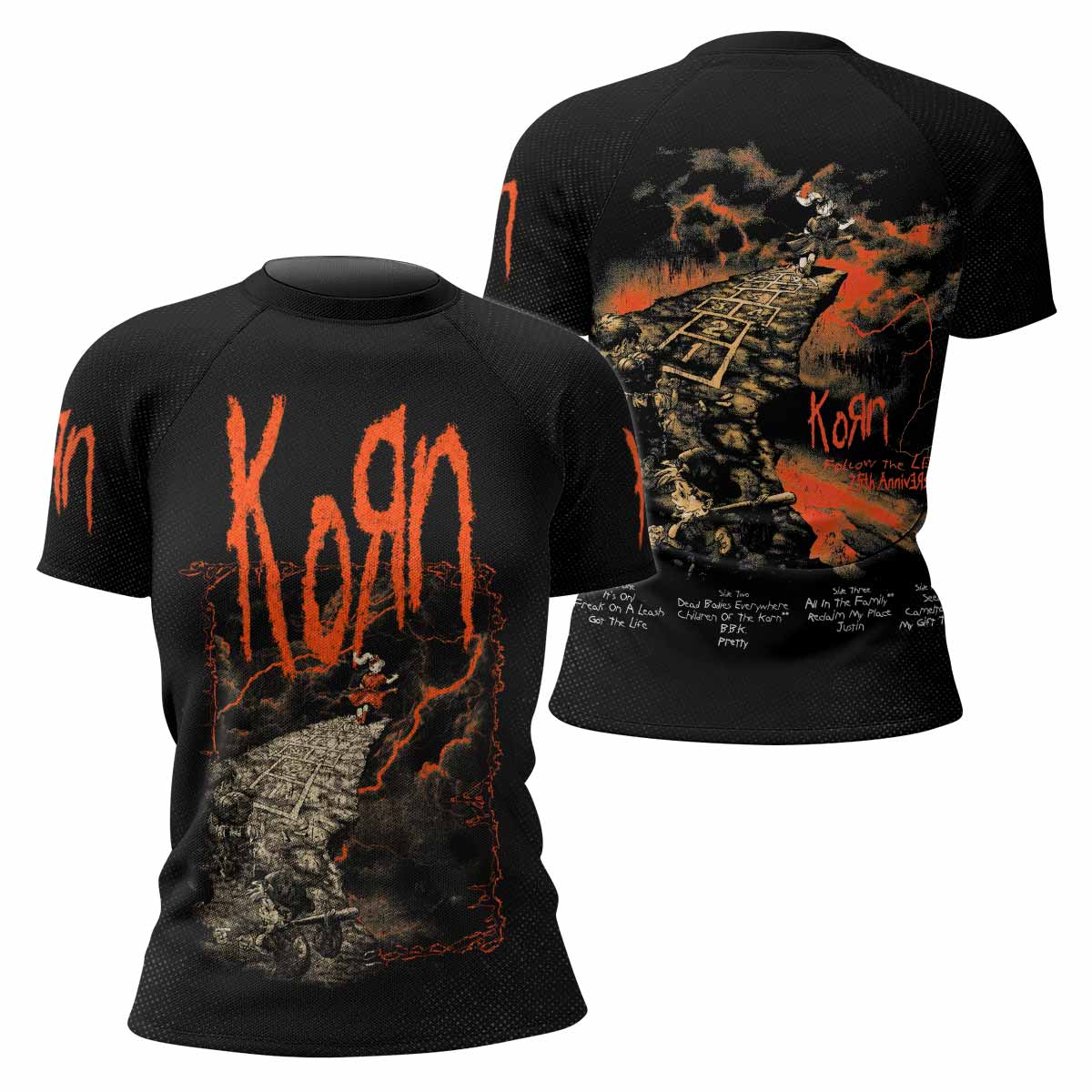 Korn Follow Cliff Women's Rash Guard Short Sleeve - front and back view