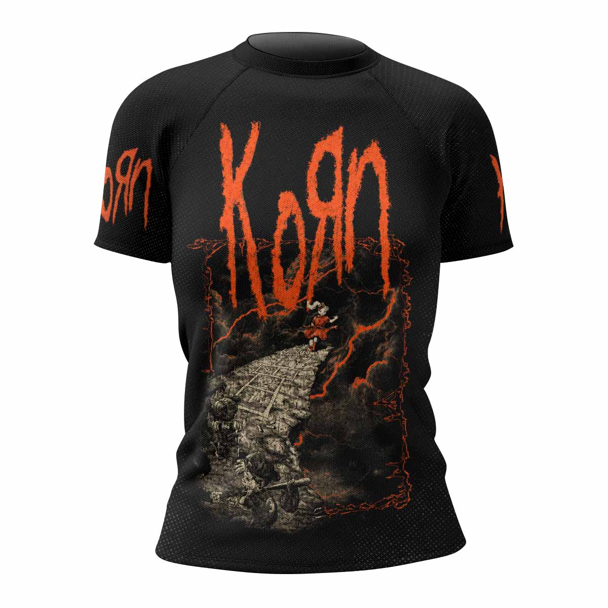 Korn Follow Cliff Women's Rash Guard Short Sleeve - front view mockup