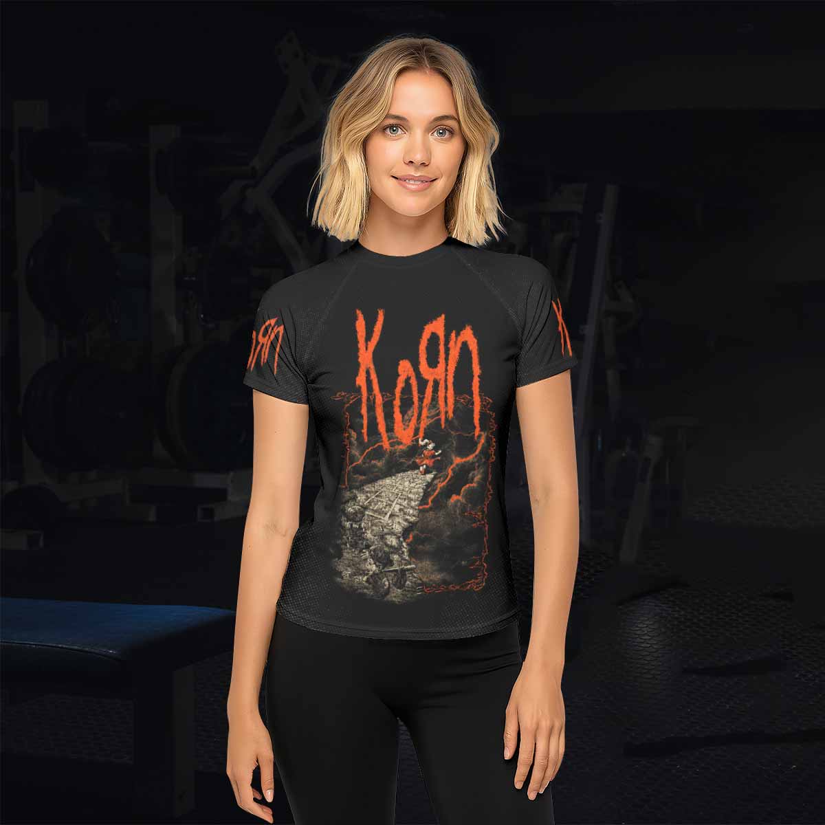Korn Follow Cliff Women's Rash Guard Short Sleeve - lifestyle view
