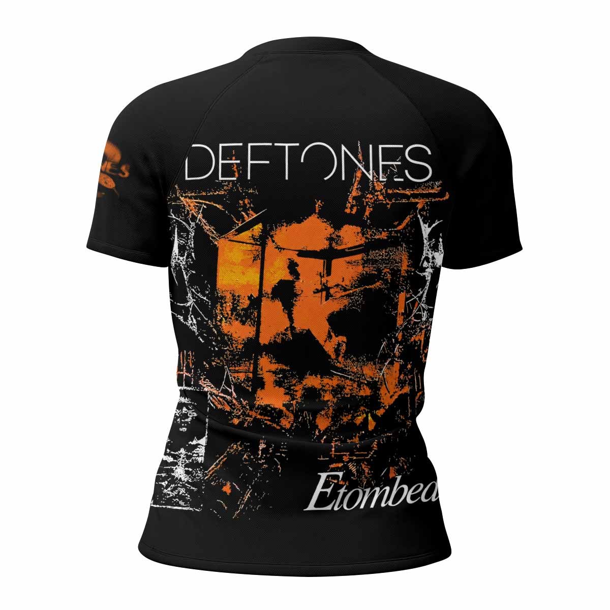 Deftones Etombed Women's Rash Guard Short Sleeve - back view mockup