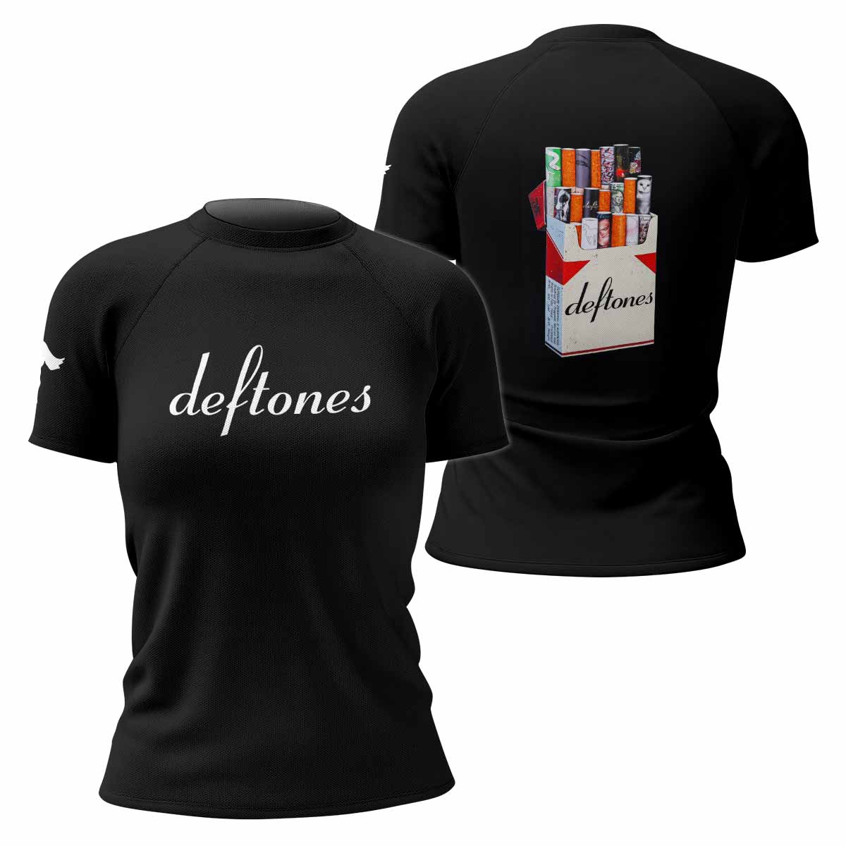 Deftones Cigarette Vintage Women's Rash Guard Short Sleeve - front and back view