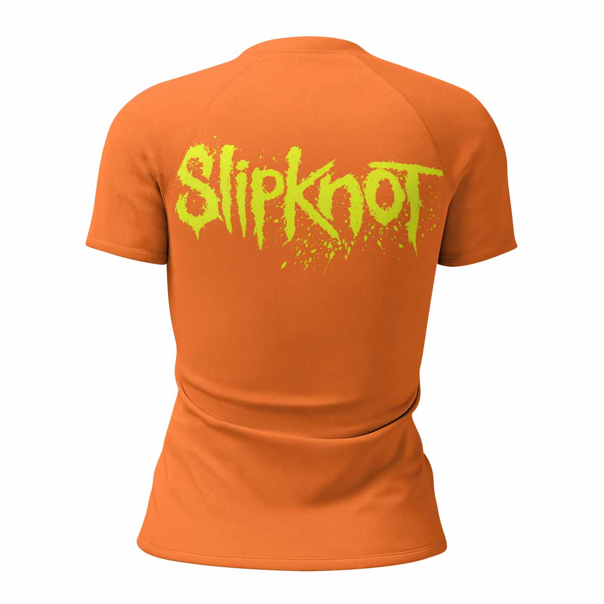 Slipknot Splatter Orange Women's Rash Guard Short Sleeve - back view mockup
