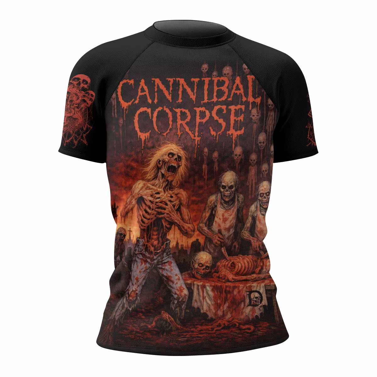 Cannibal Corpse Eaten Back to Life Women's Rash Guard Short Sleeve - front view mockup