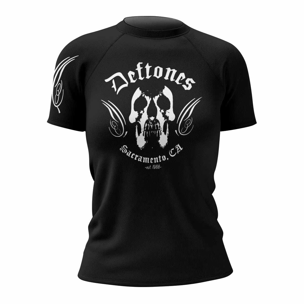 Deftones Sacramento Women's Rash Guard Short Sleeve - front view mockup