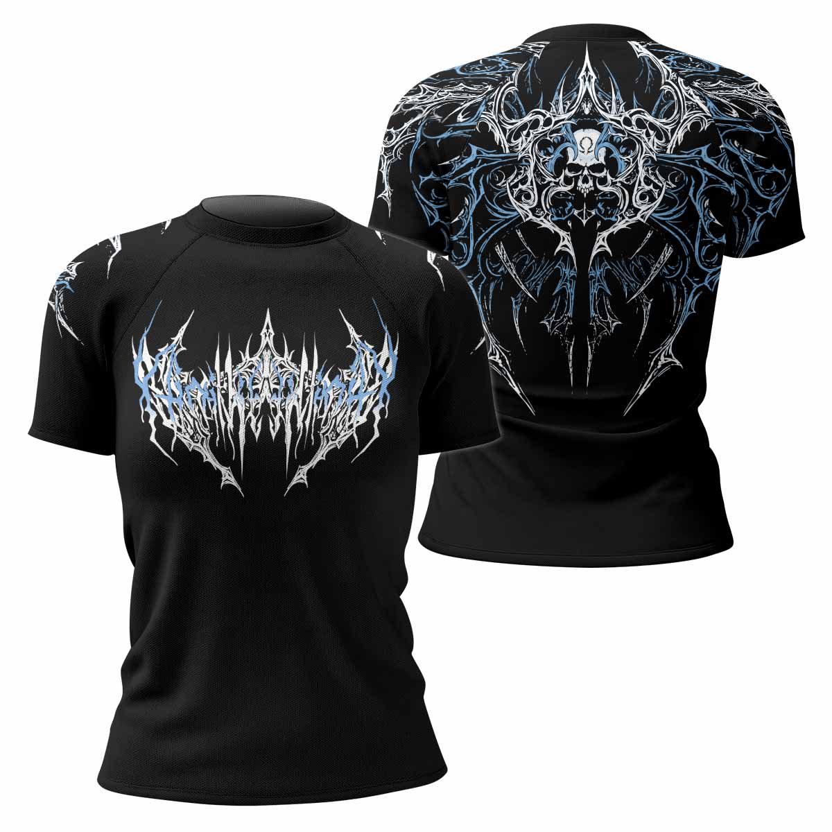 Hellborn Dominion Women's Rash Guard Short Sleeve - front and back view