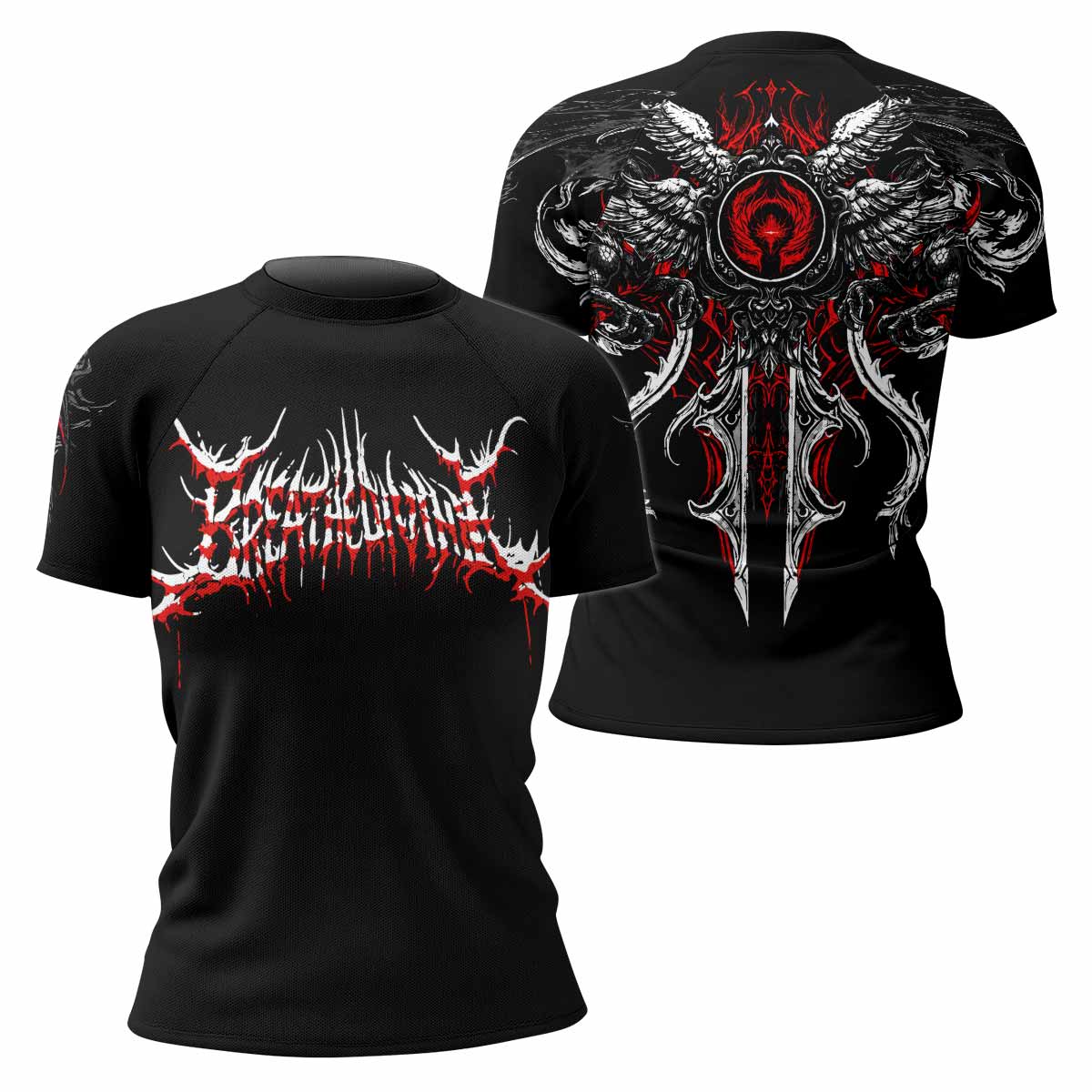 Crimson Seraphim Women's Rash Guard Short Sleeve - front and back view