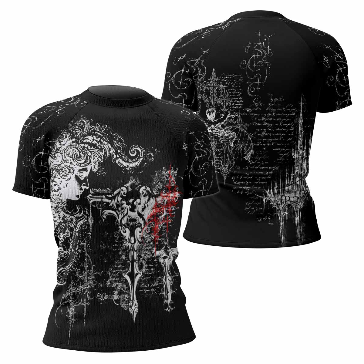 Born to Die Women's Rash Guard Short Sleeve - front and back view