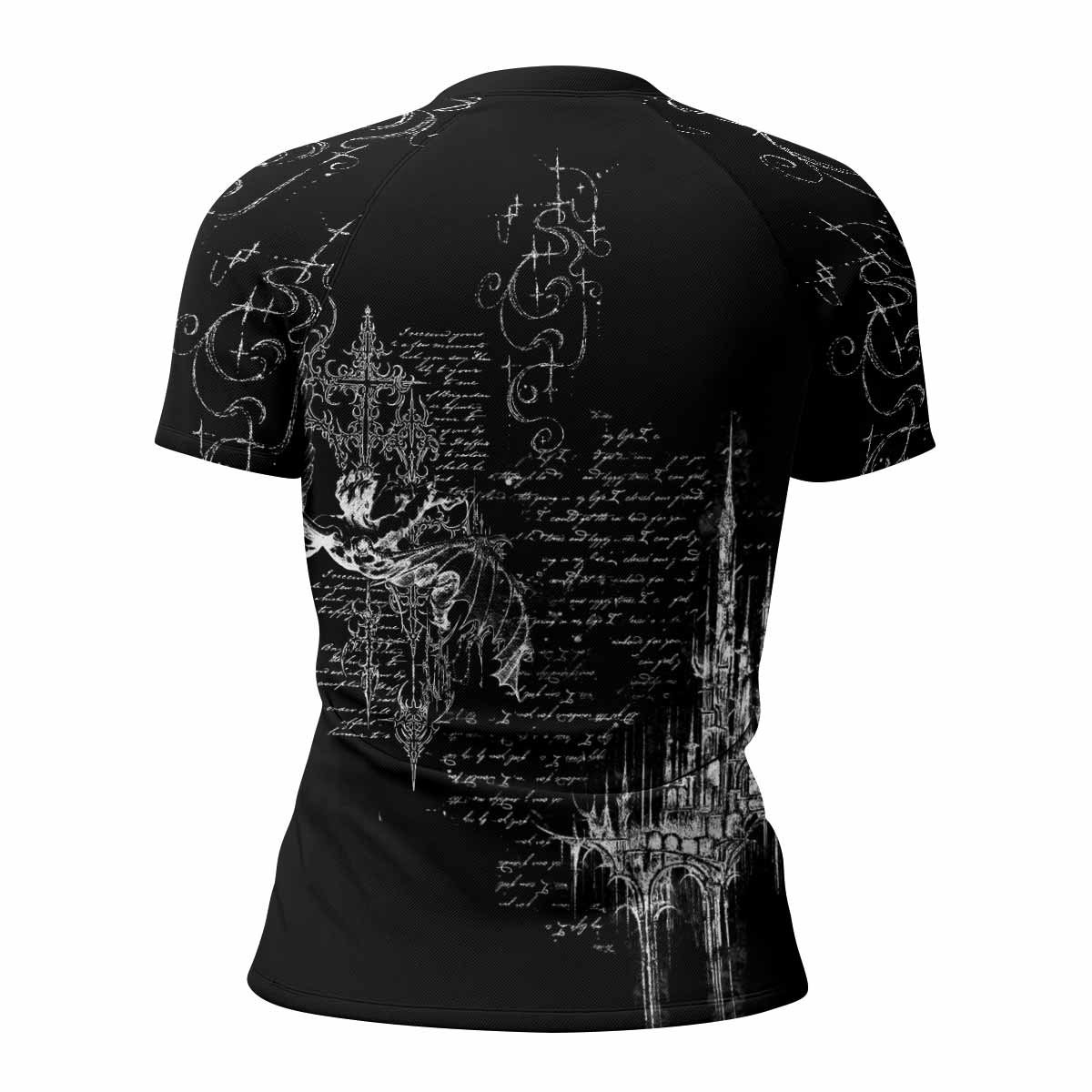 Born to Die Women's Rash Guard Short Sleeve - back view mockup