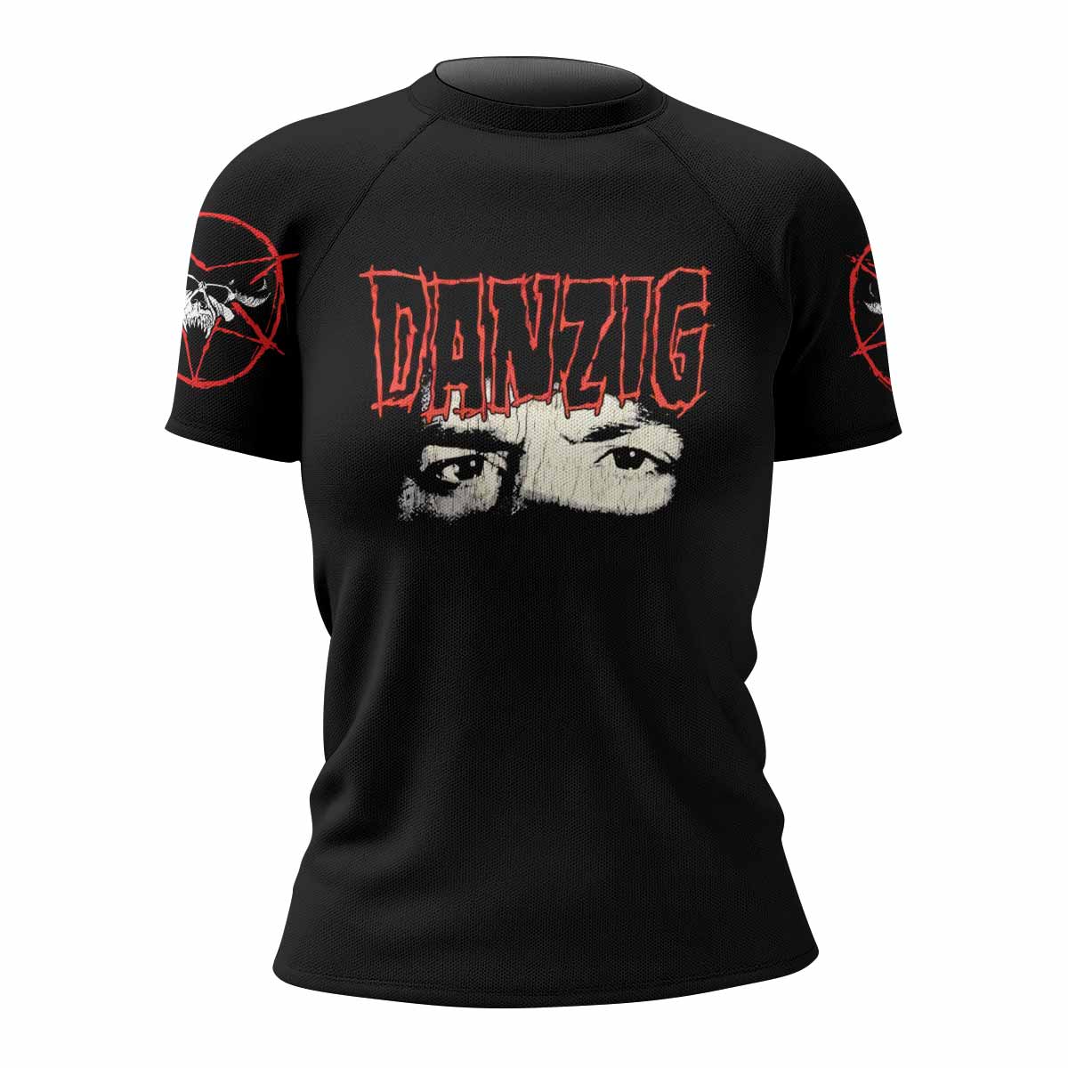 Danzig Deth Red Sabaoth Women's Rash Guard Short Sleeve - front view mockup