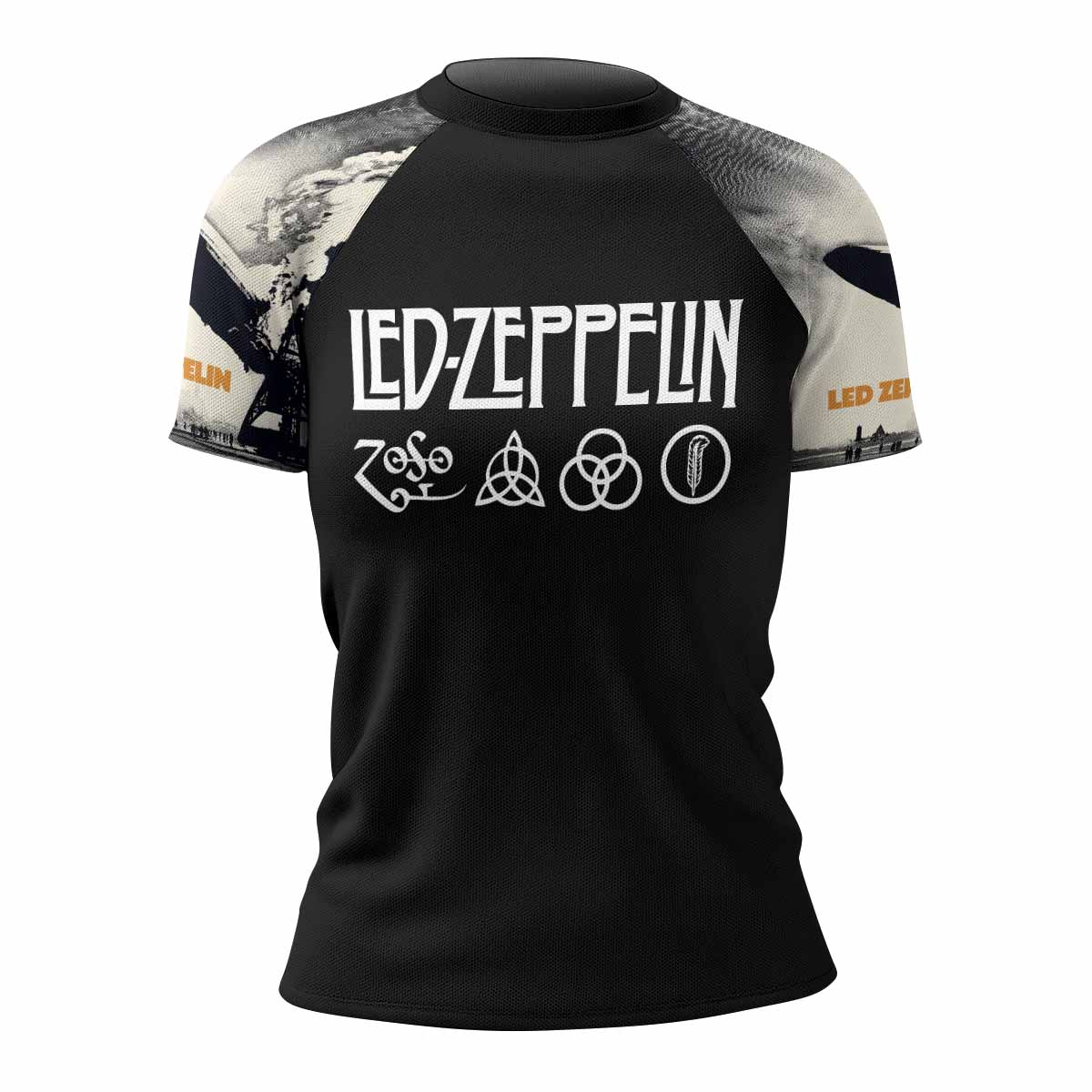 Led Zeppelin Women's Rash Guard Short Sleeve - front view mockup