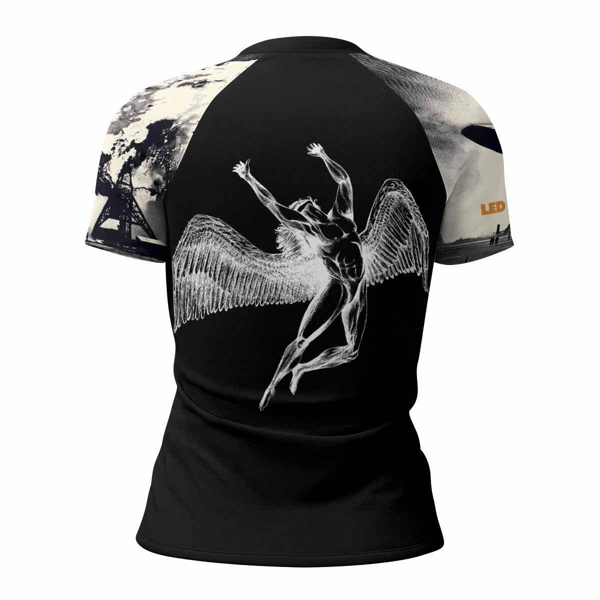 Led Zeppelin Women's Rash Guard Short Sleeve - back view mockup