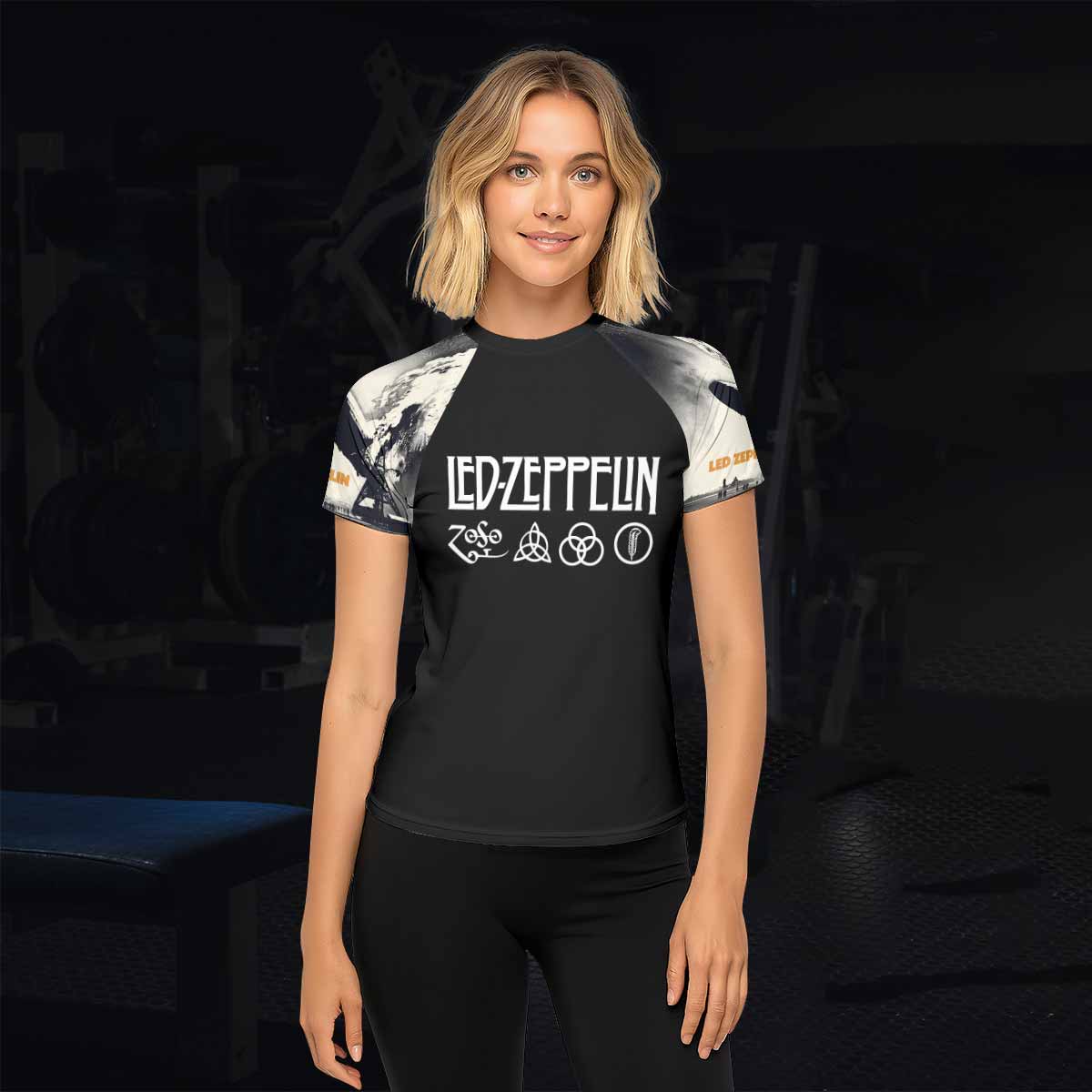 Led Zeppelin Women's Rash Guard Short Sleeve - lifestyle view