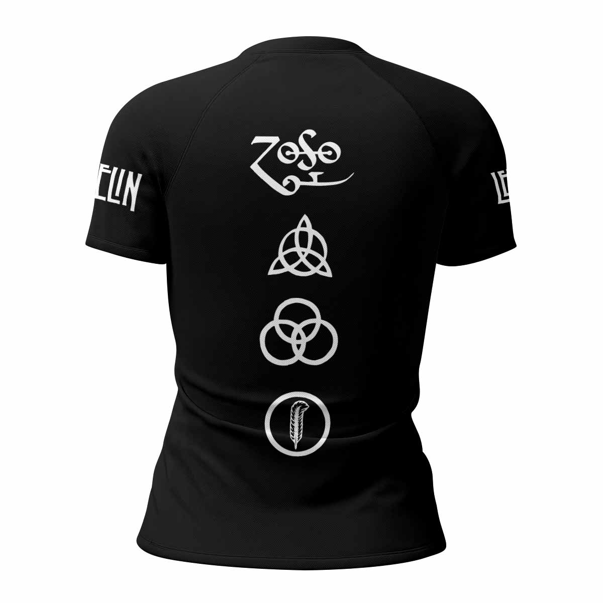 Led Zeppelin North American Tour 1977 Women's Rash Guard Short Sleeve - back view mockup