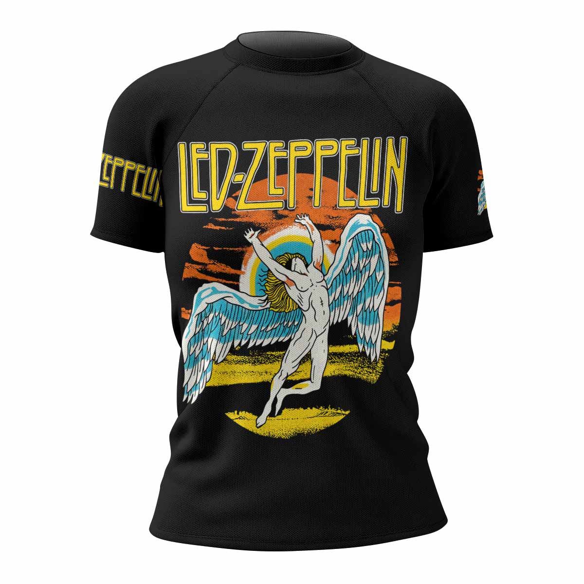 Led Zeppelin North American Tour 1975 Women's Rash Guard Short Sleeve - front view mockup