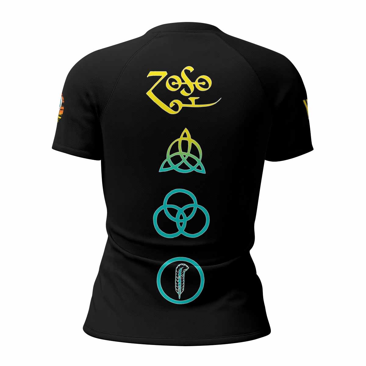 Led Zeppelin North American Tour 1975 Women's Rash Guard Short Sleeve - back view mockup