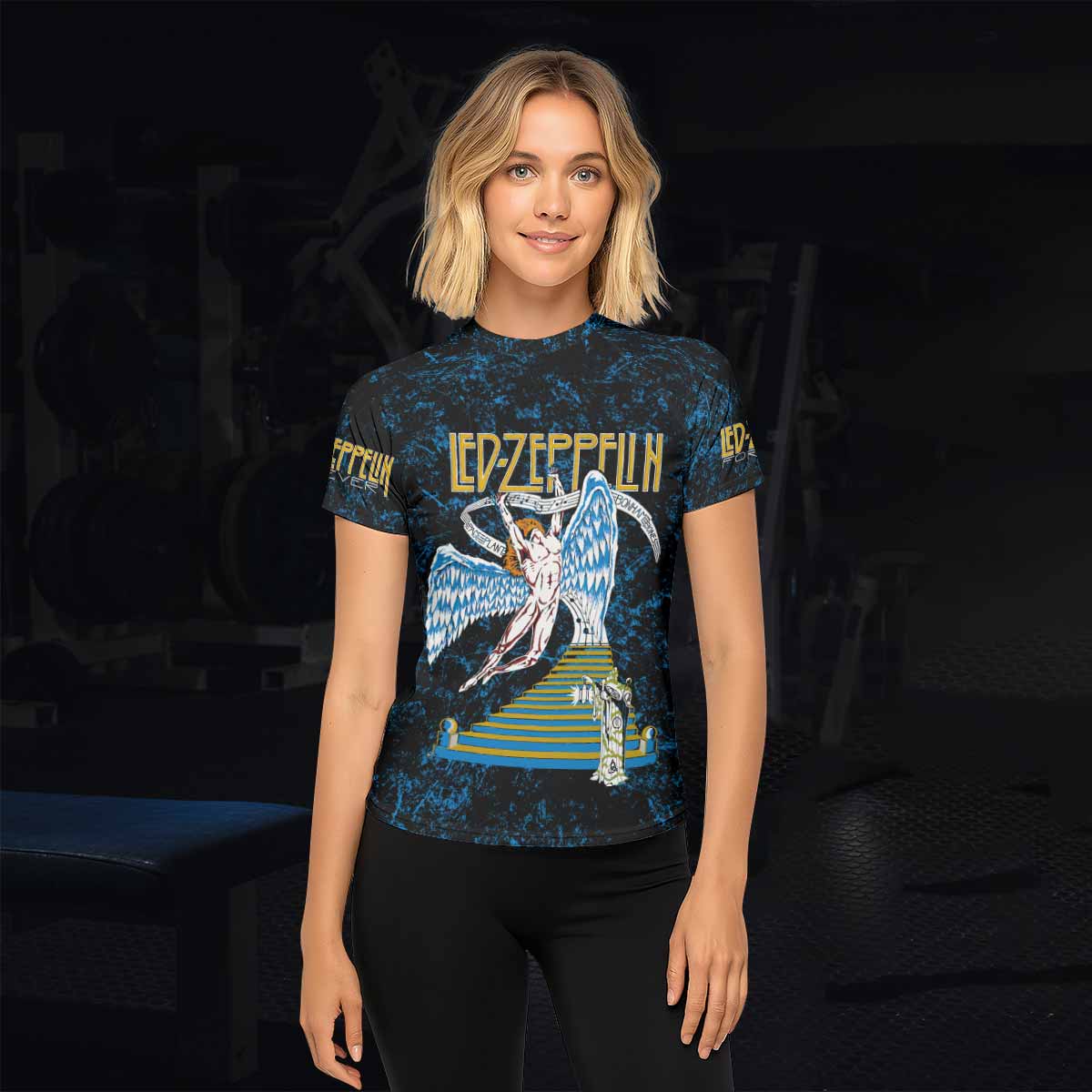 Led Zeppelin Swan Song Women's Rash Guard Short Sleeve - lifestyle view