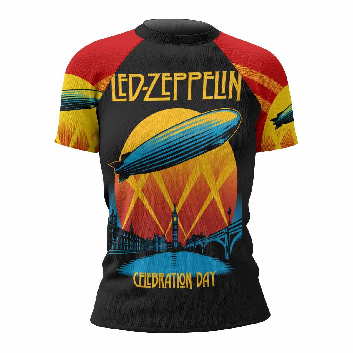 Led Zeppelin Celebration Day Women's Rash Guard Short Sleeve - front view mockup