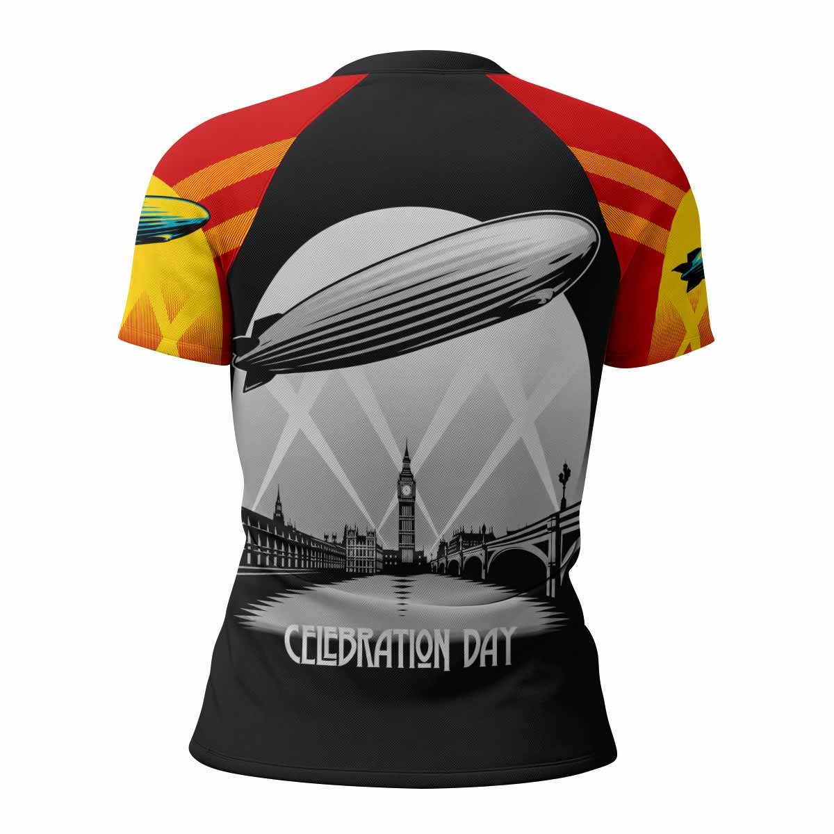 Led Zeppelin Celebration Day Women's Rash Guard Short Sleeve - back view mockup