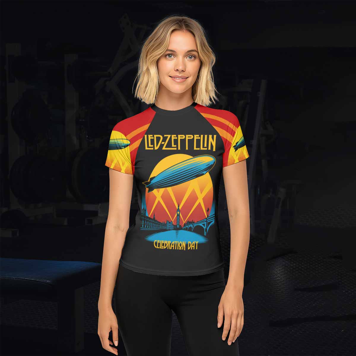 Led Zeppelin Celebration Day Women's Rash Guard Short Sleeve - lifestyle view