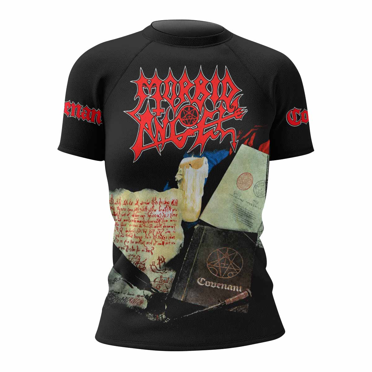 Morbid Angel Covenant Women's Rash Guard Short Sleeve - front view mockup
