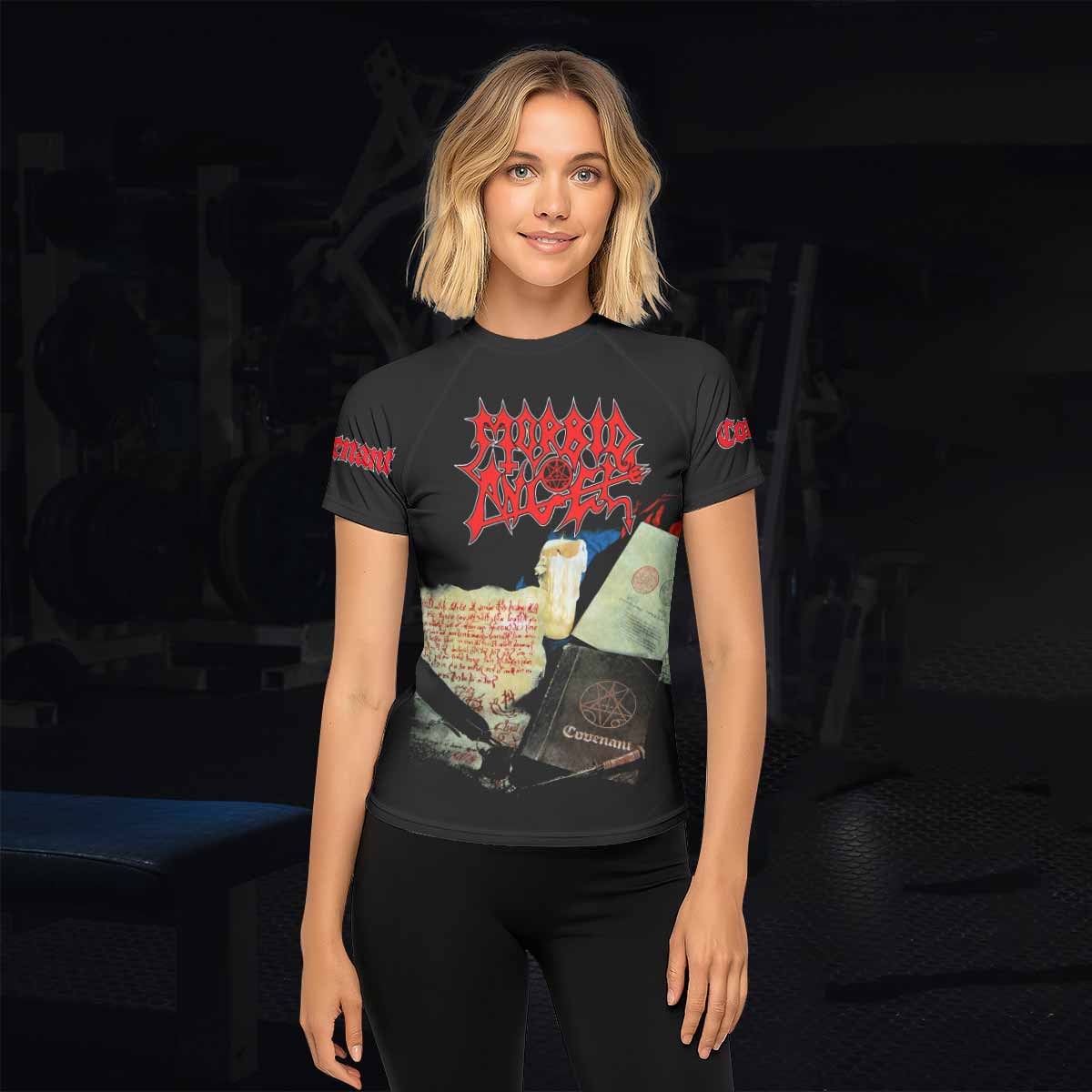 Morbid Angel Covenant Women's Rash Guard Short Sleeve - lifestyle view