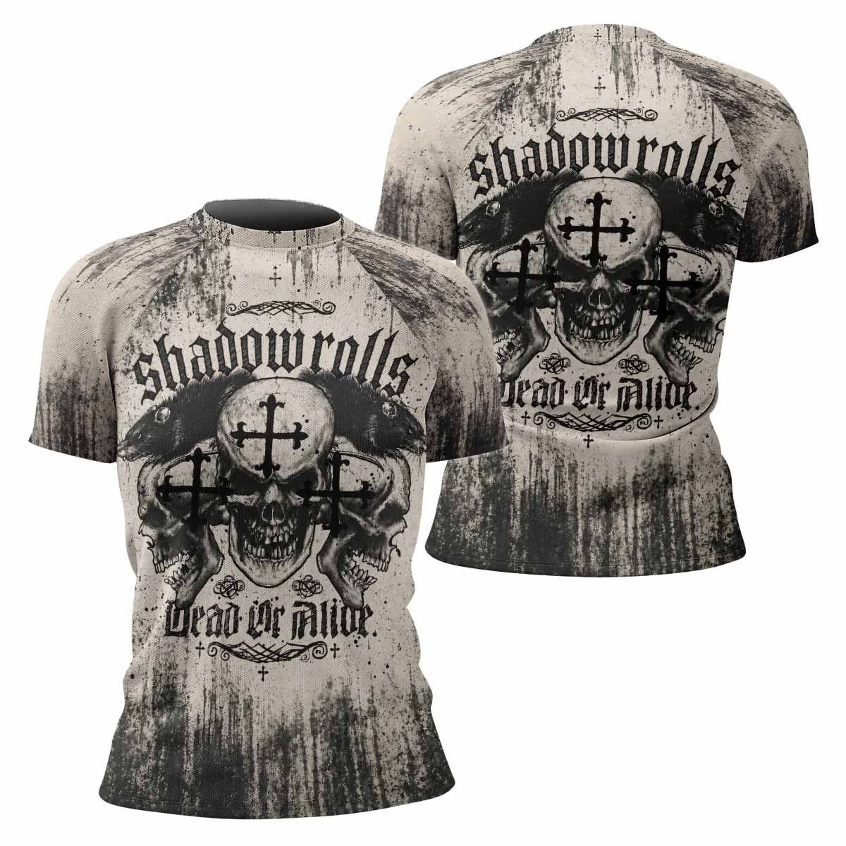 Shadowrolls Dead Or Alive Women's Rash Guard Short Sleeve - front and back view