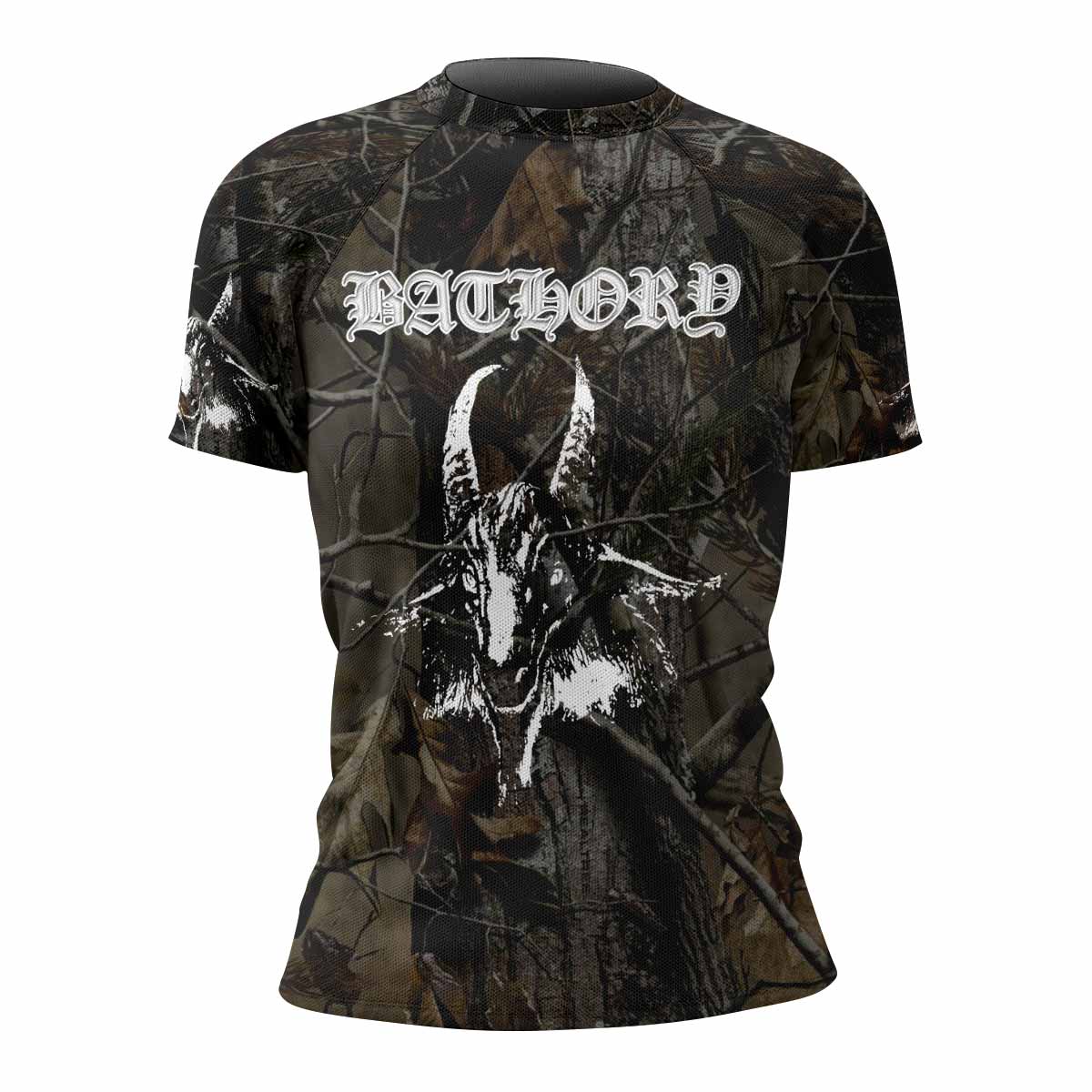 Bathory Sigil of Baphomet Women's Rash Guard Short Sleeve - front view mockup