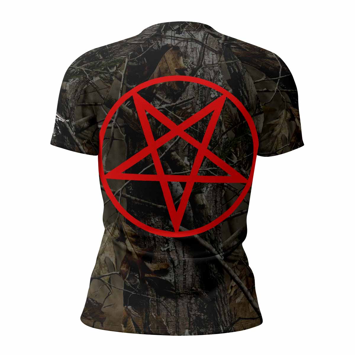 Bathory Sigil of Baphomet Women's Rash Guard Short Sleeve - back view mockup
