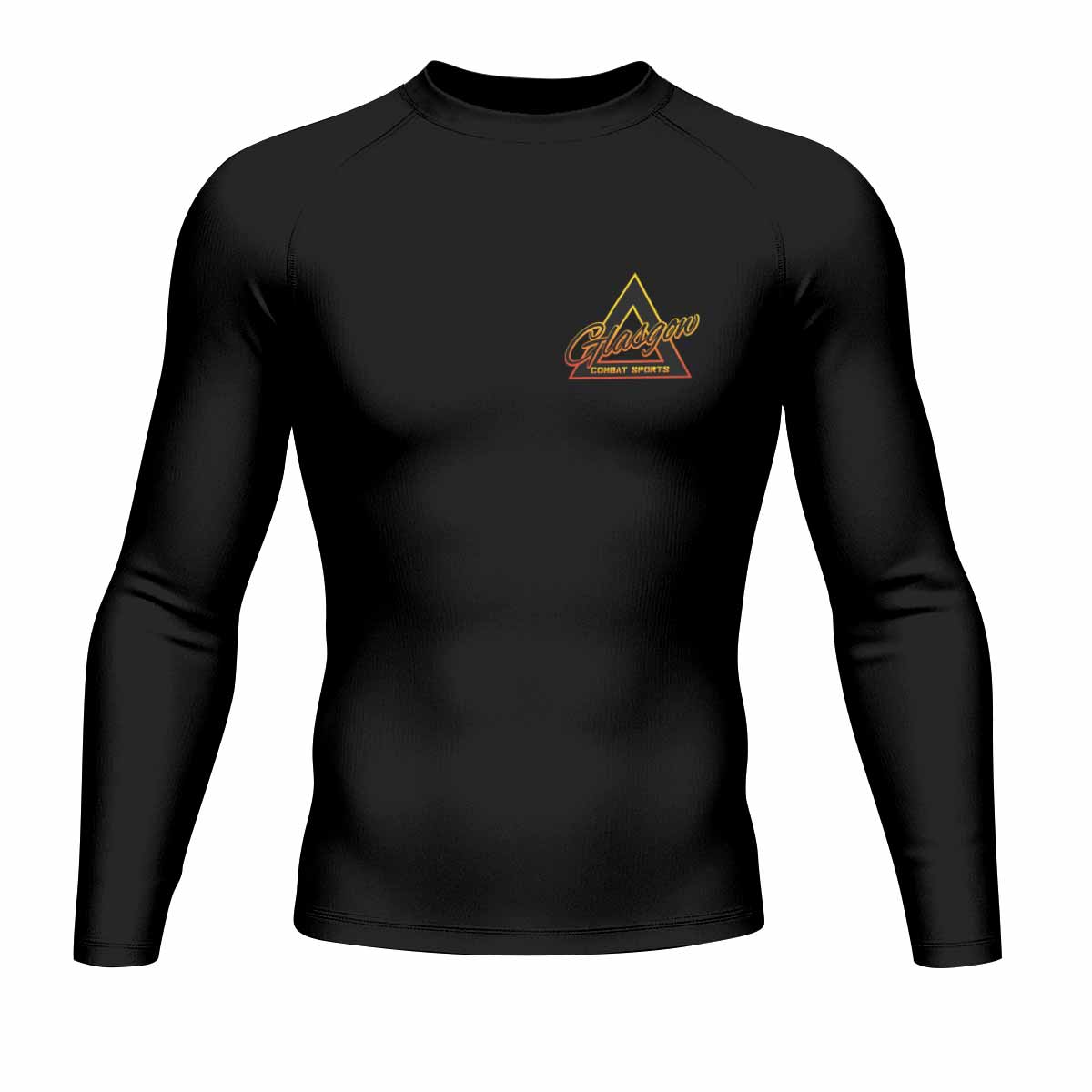 Red Ranked Cthulhu Men's Rash Guard Long Sleeve – front view mockup 