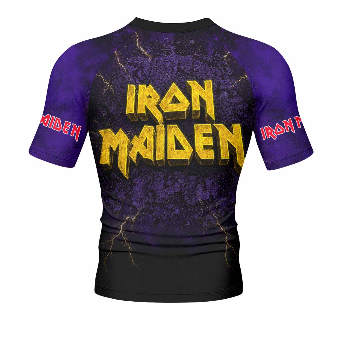 Iron Maiden Capitol Chaos Eddie Men's Rash Guard Short Sleeve - back view mockup
