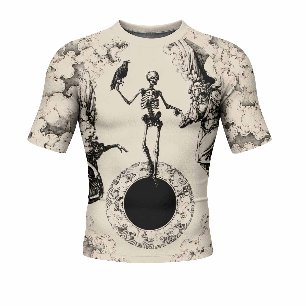 Celestial Memento Mori Men's Rash Guard Short Sleeve - front view mockup