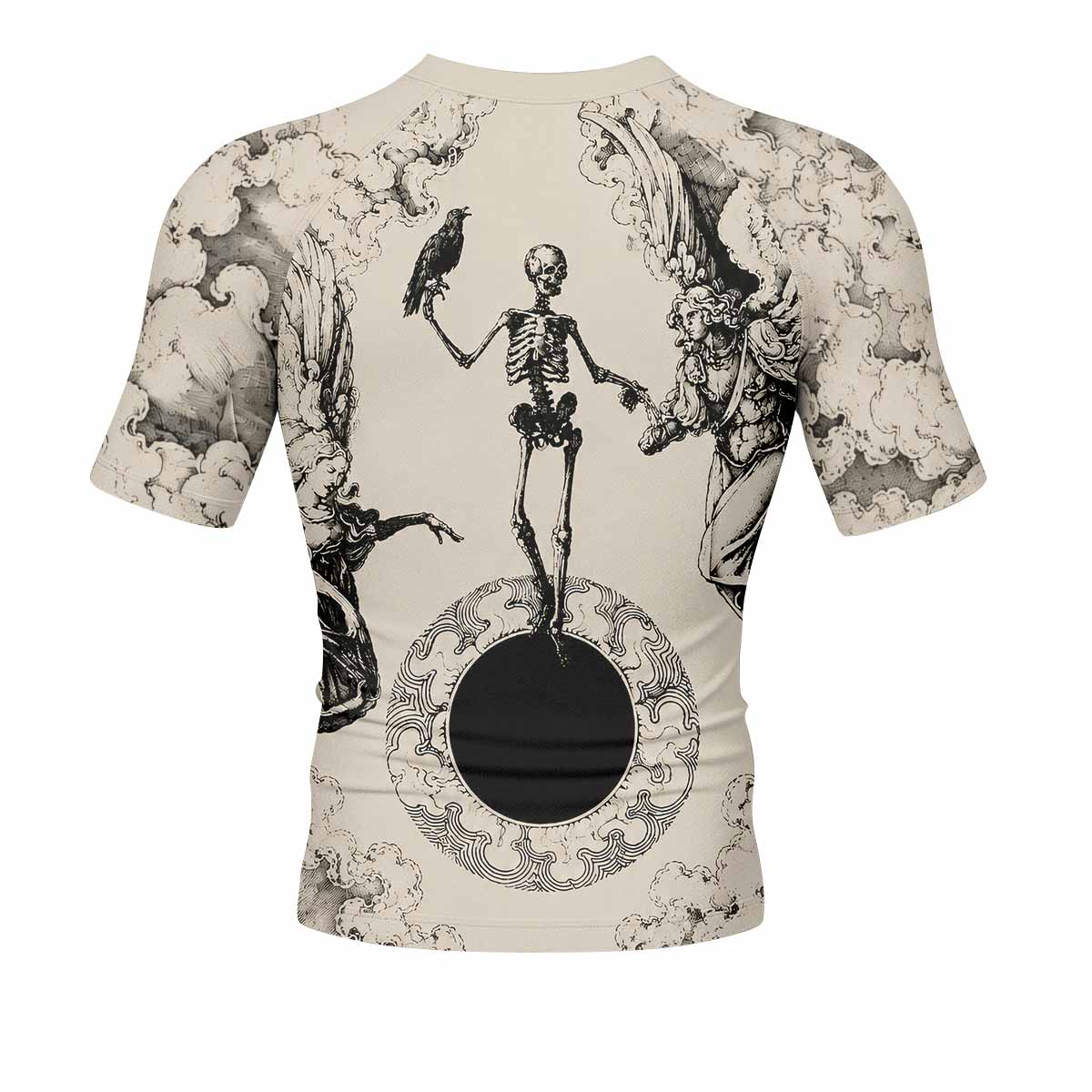 Celestial Memento Mori Men's Rash Guard Short Sleeve - back view mockup
