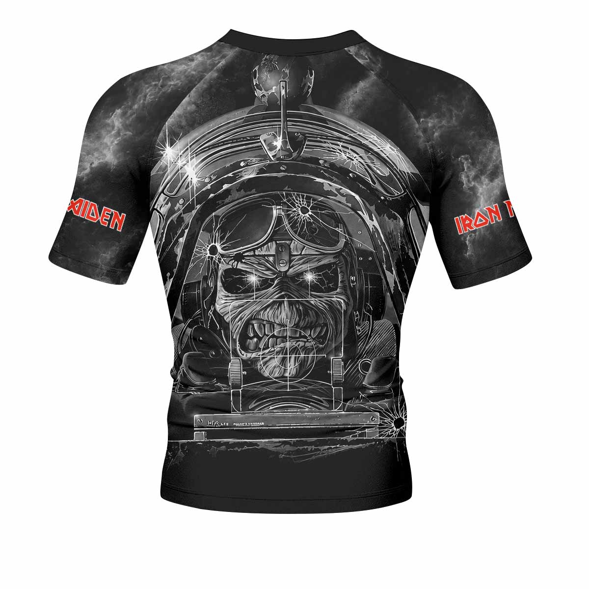 Iron Maiden Aces High Eddie Pilot Men's Rash Guard Short Sleeve - back view mockup