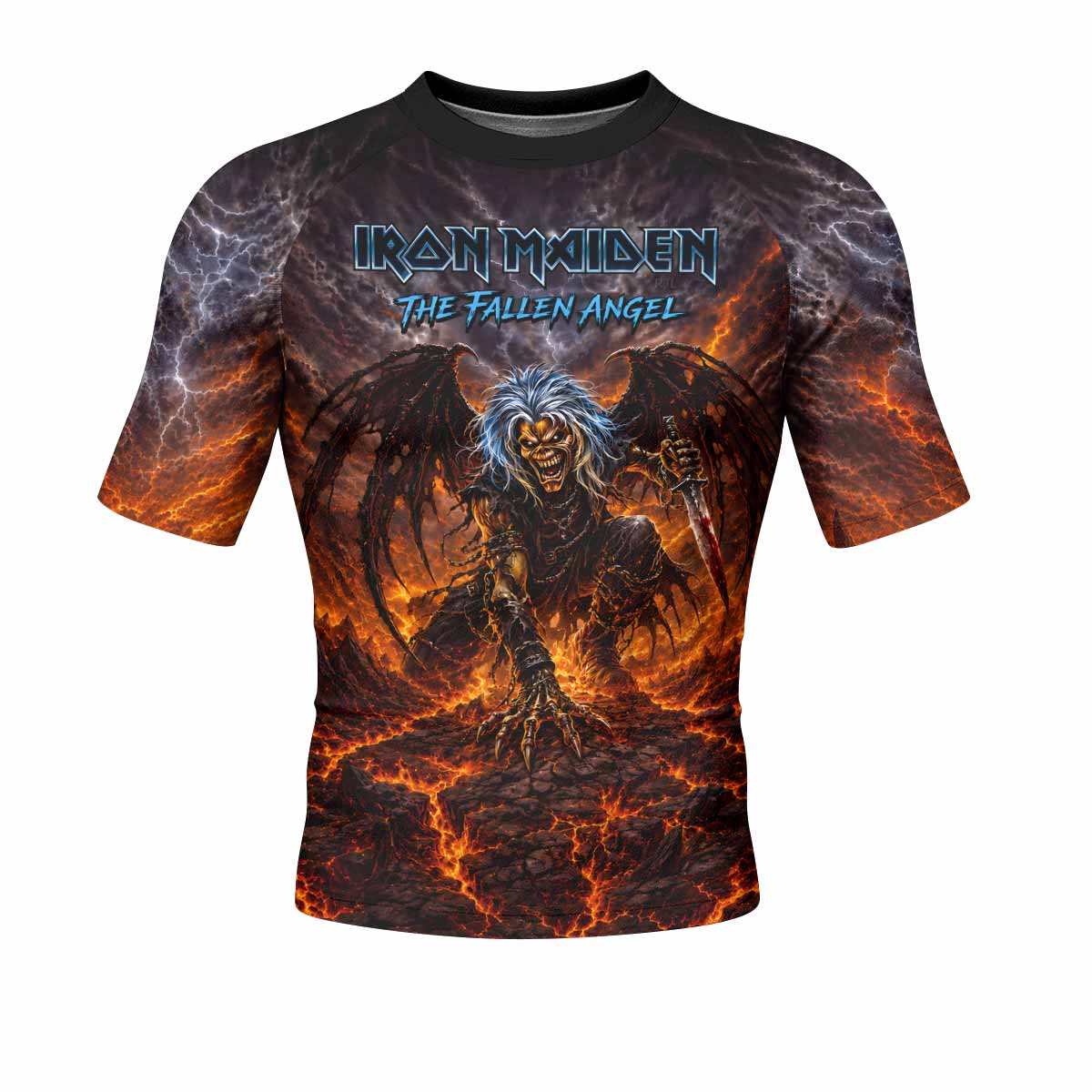 Iron Maiden The Fallen Angel Eddie Men's Rash Guard Short Sleeve - front view mockup