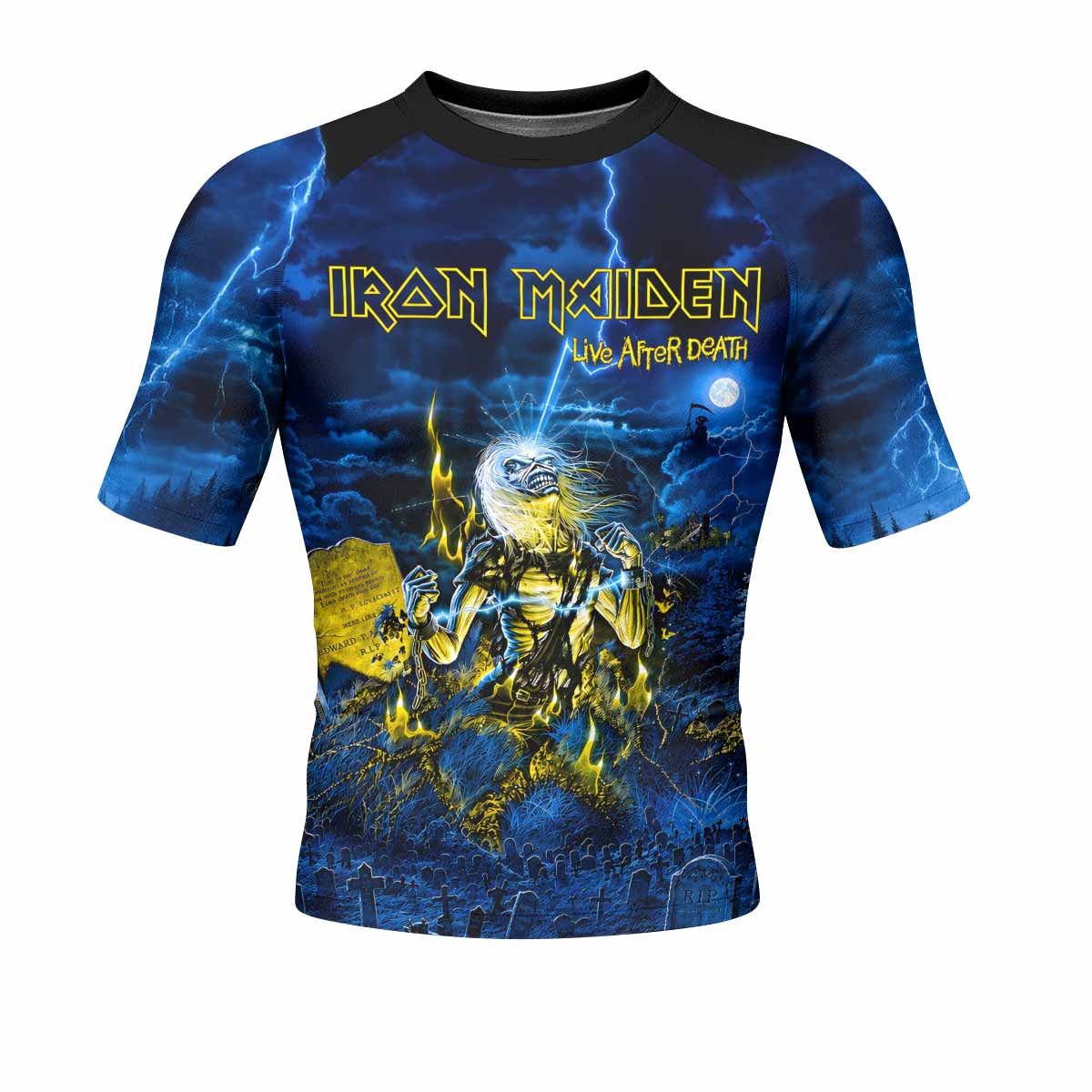 Iron Maiden Live After Death Eddie Men's Rash Guard Short Sleeve - front view mockup