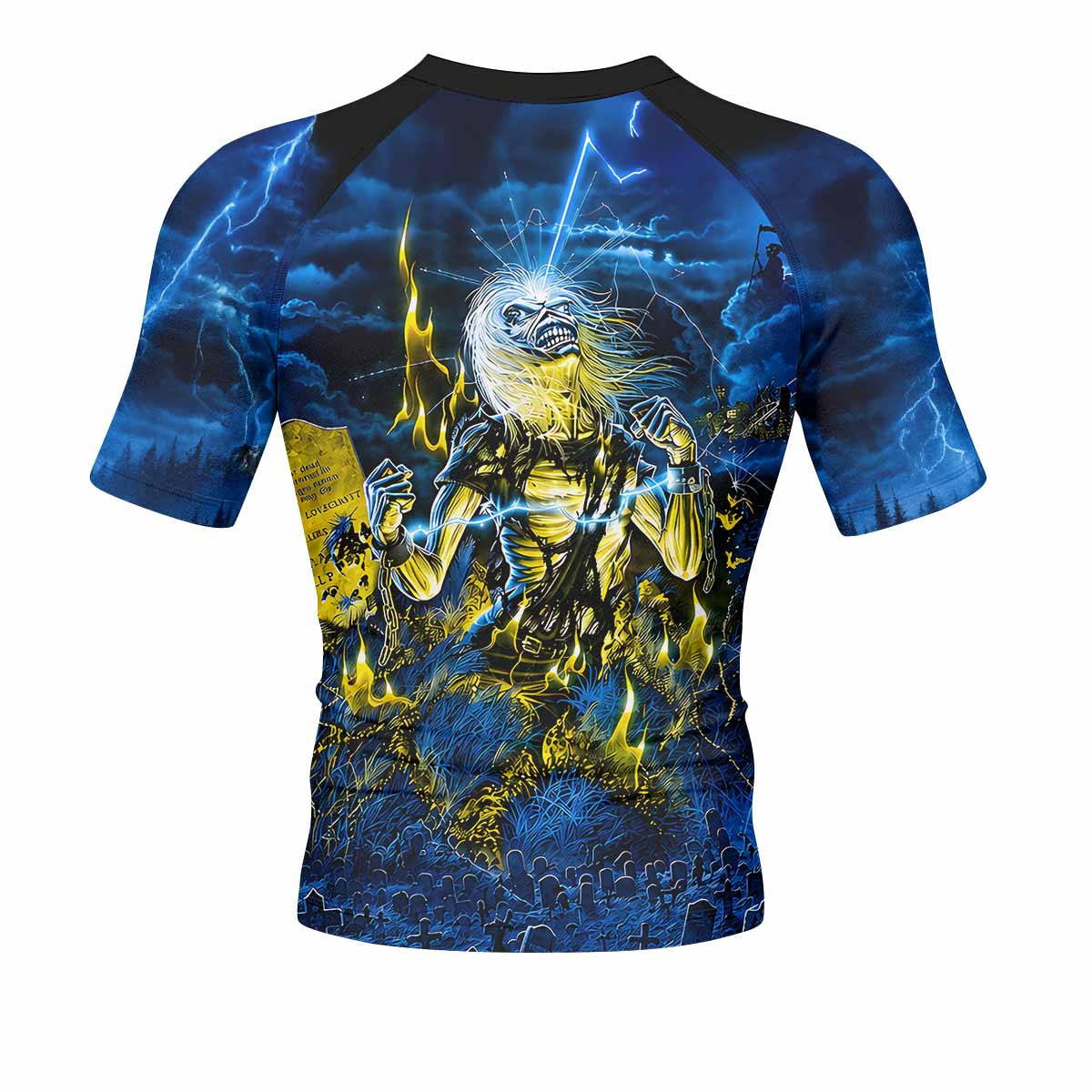 Iron Maiden Live After Death Eddie Men's Rash Guard Short Sleeve - back view mockup