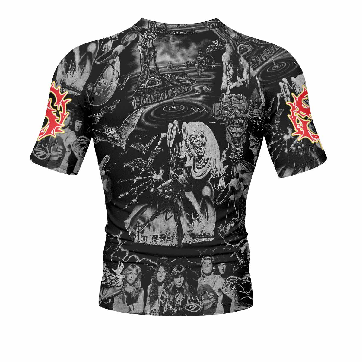Iron Maiden From Here to Eternity Eddie Men's Rash Guard Short Sleeve - back view mockup
